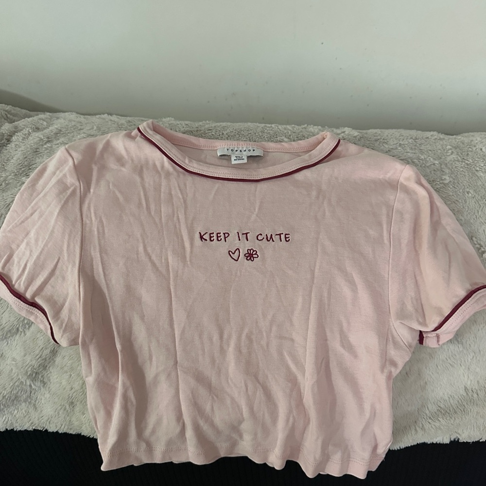 Pink Graphic Tee with Embroidery